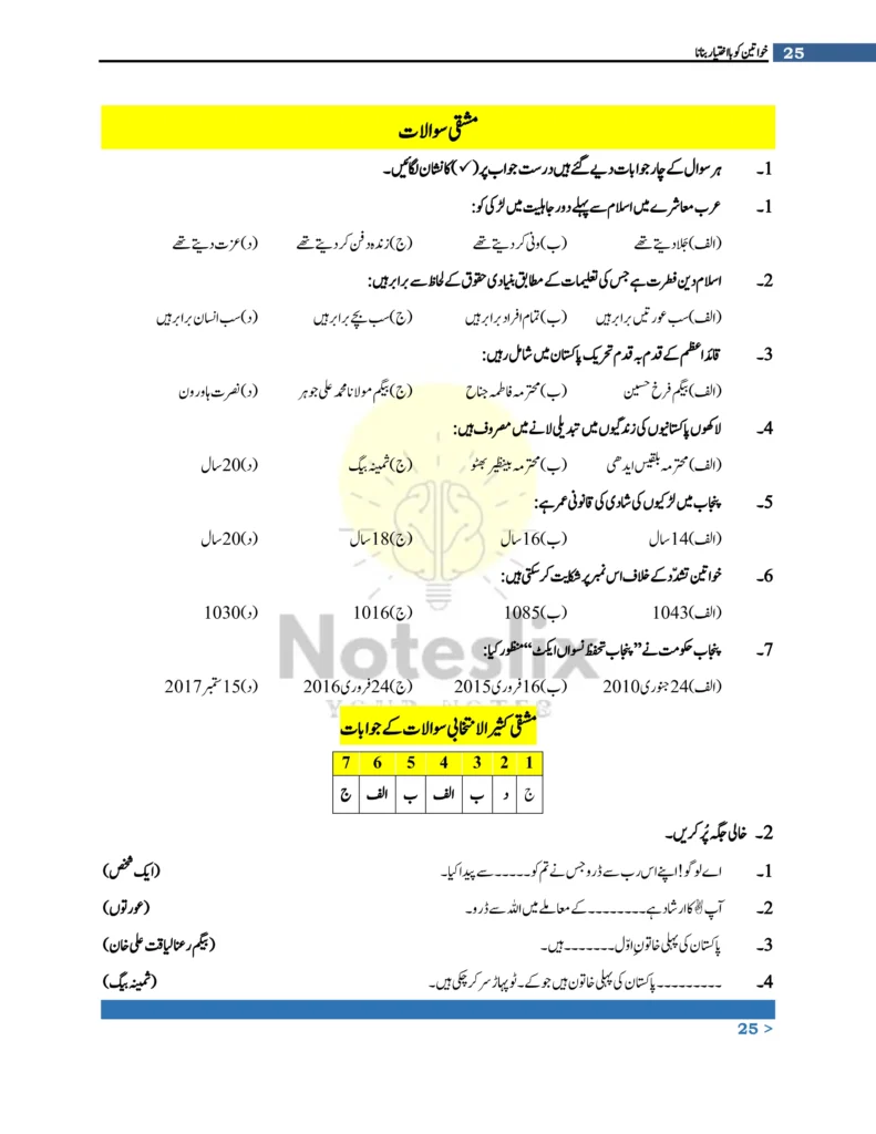 Class 9 Punjab Board Pak Studies Chapter 4 Learning Material (Urdu)
