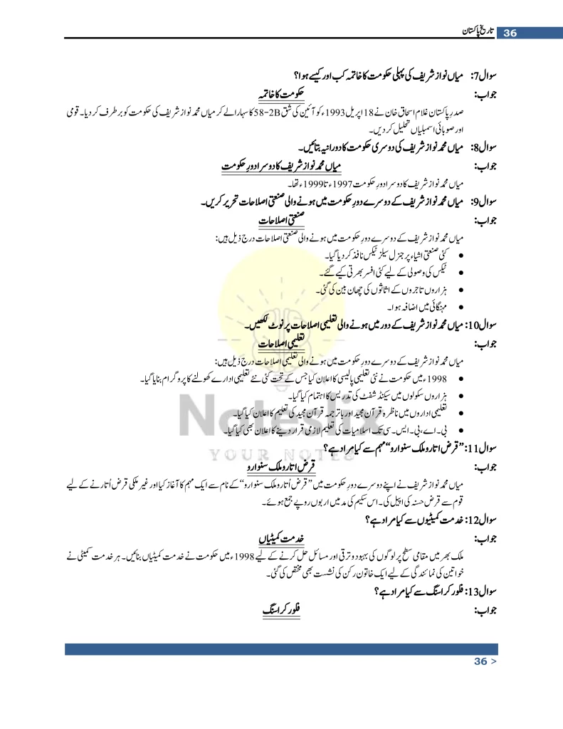 10th Class Pak Studies Chapter 5 MCQs Online Test (Urdu) Punjab Board
