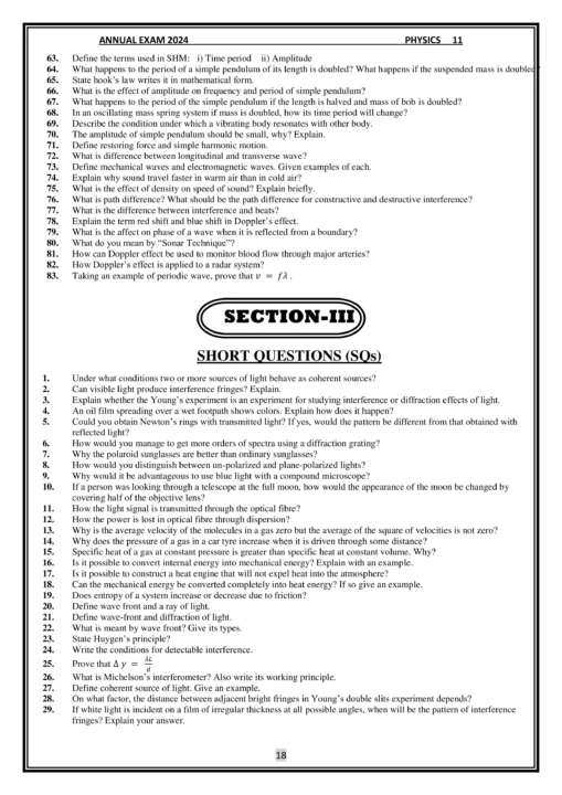 1st year important short questions for physics paper 2024