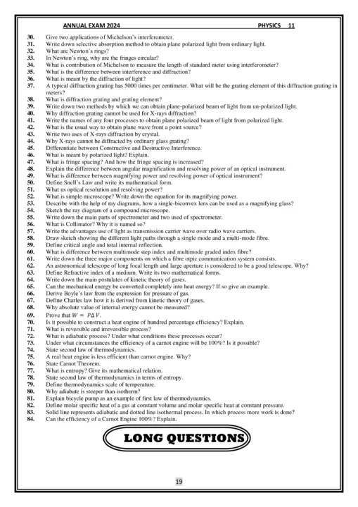 1st year important short questions for physics paper 2024