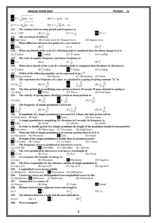 1st year physics sample paper 2024